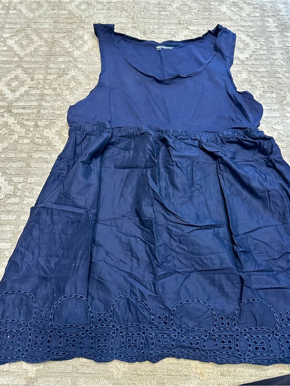 GAP Maternity Navy Blue Sleeveless Eyelet Hem Top